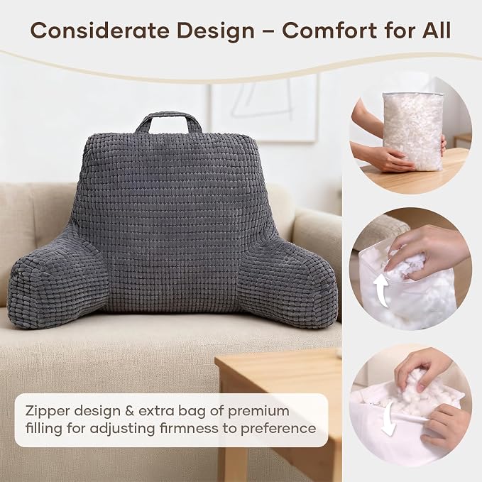 NOONTIDE Reading Pillow with Top Handle, Uniquely Designed Soft Fabric - Image 4
