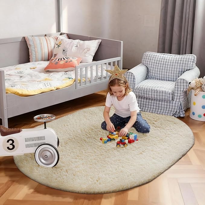 Ophanie 3x5 Oval Rug, Bedside Preppy Dorm Area Rug, College Essentials Non Slip - Image 3