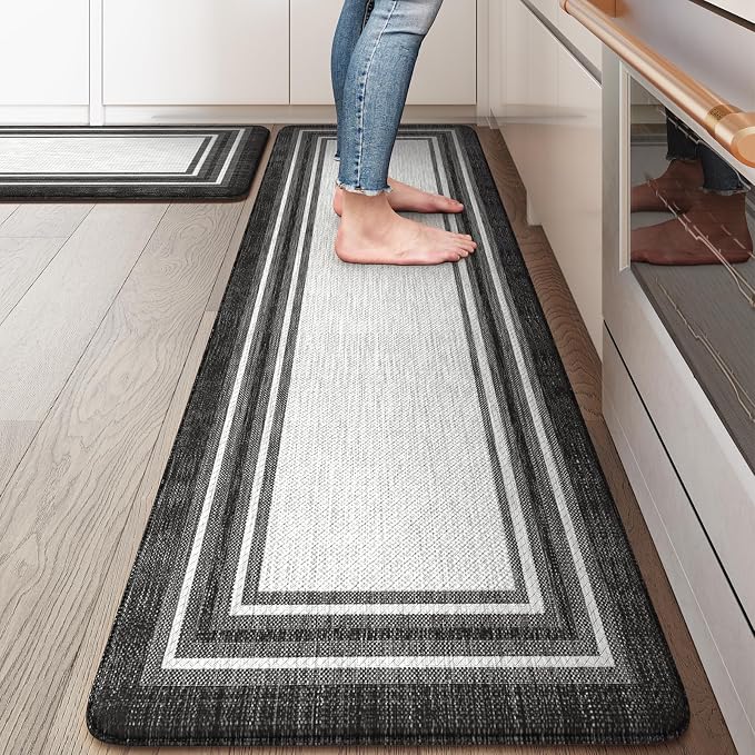 KIMODE Anti Fatigue Kitchen Mats, Non Slip Farmhouse Kitchen Rugs Sets 2 Piece by KIMODE