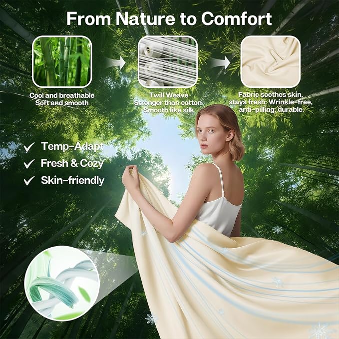MR&HM King Fitted Sheet Only, Ultra-Soft Rayon Derived from Bamboo & Polyester - Image 2