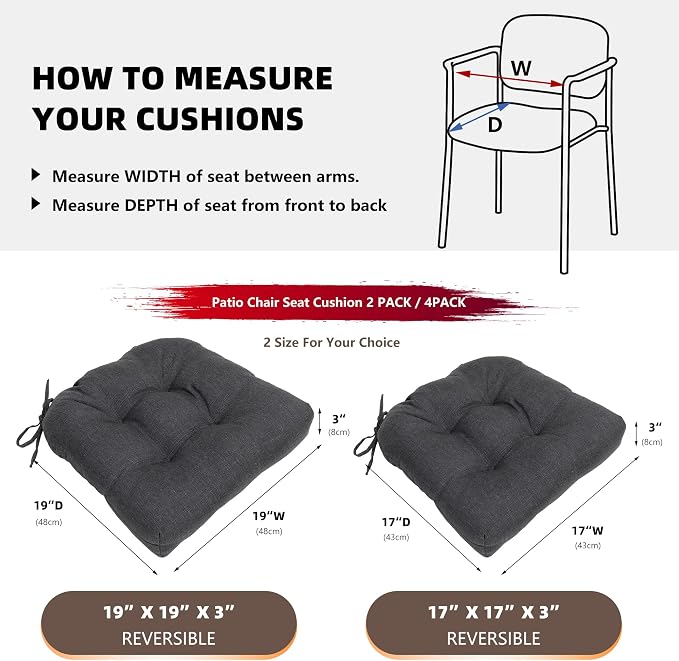 RACE LEAF 4 Pack Patio Chair Cushions 17x17 Inch, Thickened Waterproof Cushions - Image 5