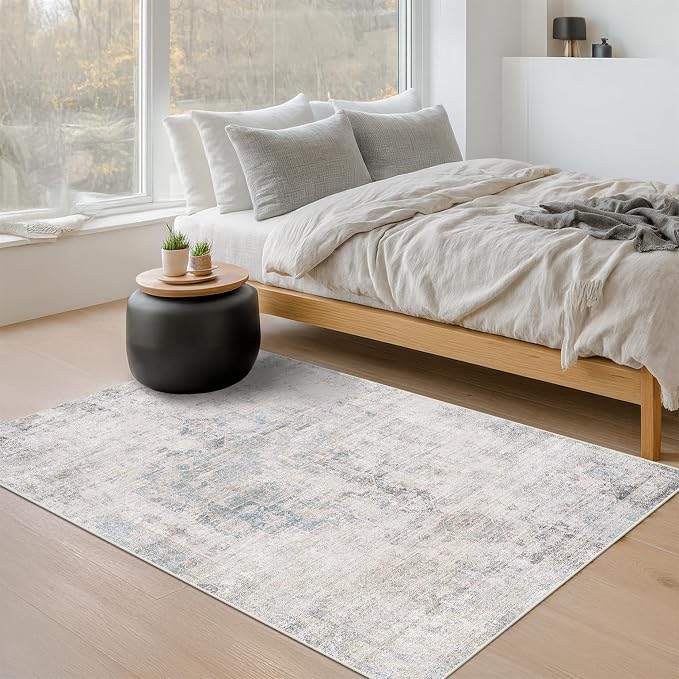 Washable Light Blue Rugs for Entryway Indoor - Image 3