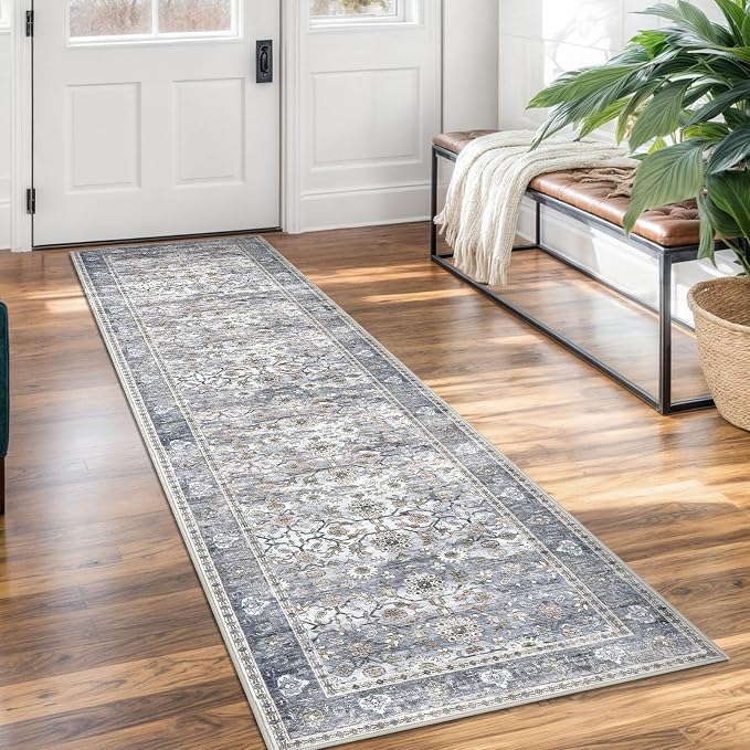 KUTA Vintage Floral Washable Hallway Runner, 2x7 Runners by KUTA