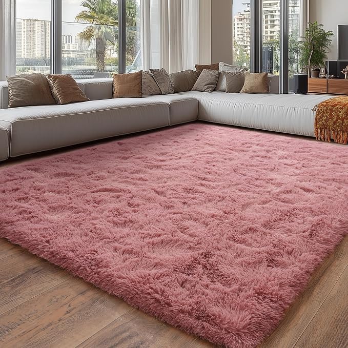 Soft Shaggy for Bedrooms, Fluffy Rugs for Living Room, Blush Area Rug, Cozy by Isdook
