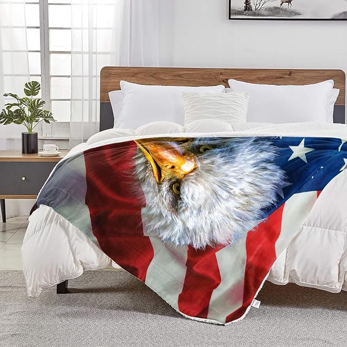 American Flag Throw Blanket for Couch, Super Soft Fuzzy Throws Warm Comfortable - Image 7
