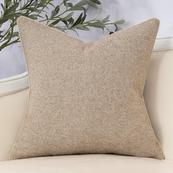 Yangest Neutral Floral Pillow Cover 24 x 24 Inches, Vintage Chenille Square - Image 2