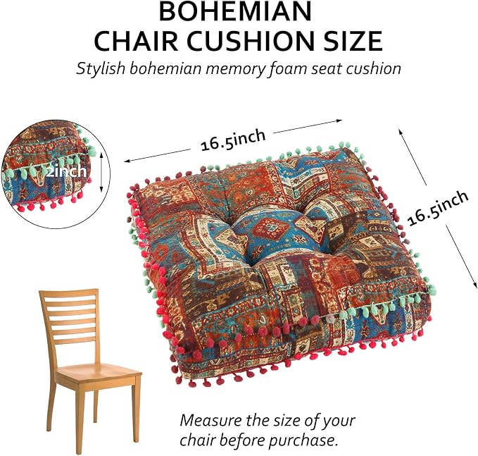 Bohemian Seat Cushion，Indoor & Outdoor 16.5" x 16.5" Seating Cushion - Image 2