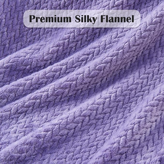 NEWCOSPLAY Super Soft King Blanket Lavender Premium Silky Flannel Fleece Leaves - Image 5