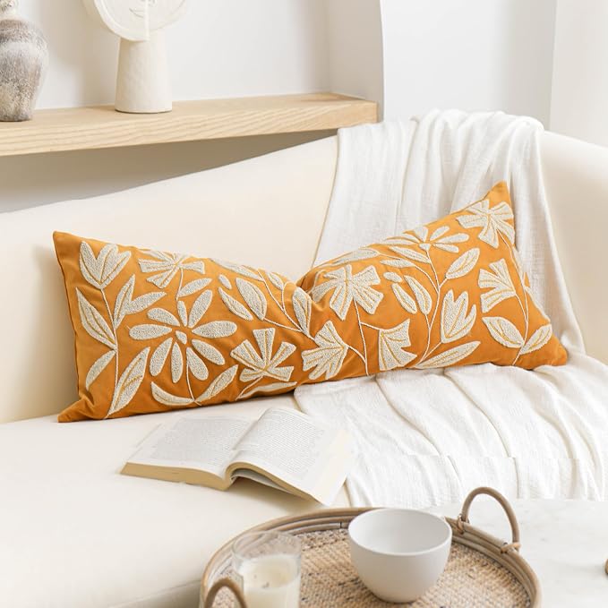 BlissBlush Fall Throw Pillow Cover 14x36 Long Body Lumbar Throw Pillow by BlissBlush