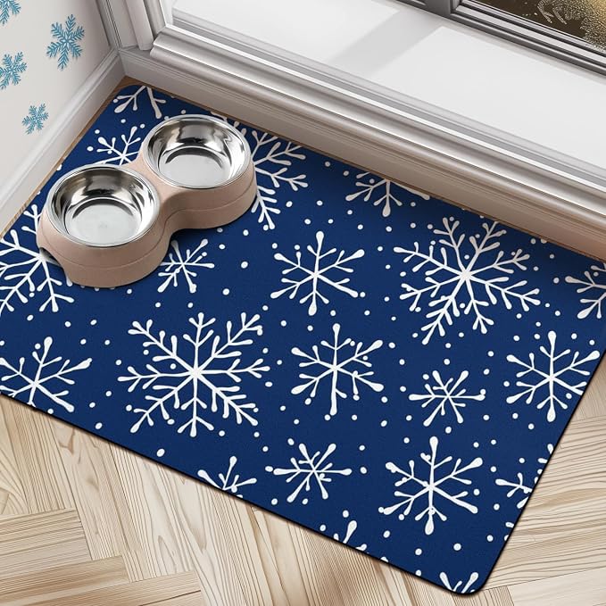Dog Food Mats for Floors, Absorbent Dog Bowl Mat for Food and Water Dispenser by Cuslnox