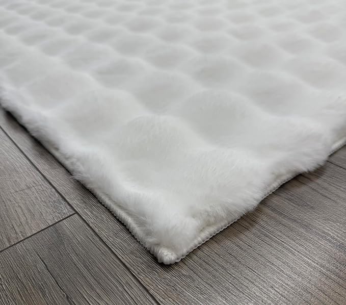 GLORY RUGS Area Rugs Bubble Soft Faux Rabbit Fur Rug 5x7 Polar White Plush - Image 5