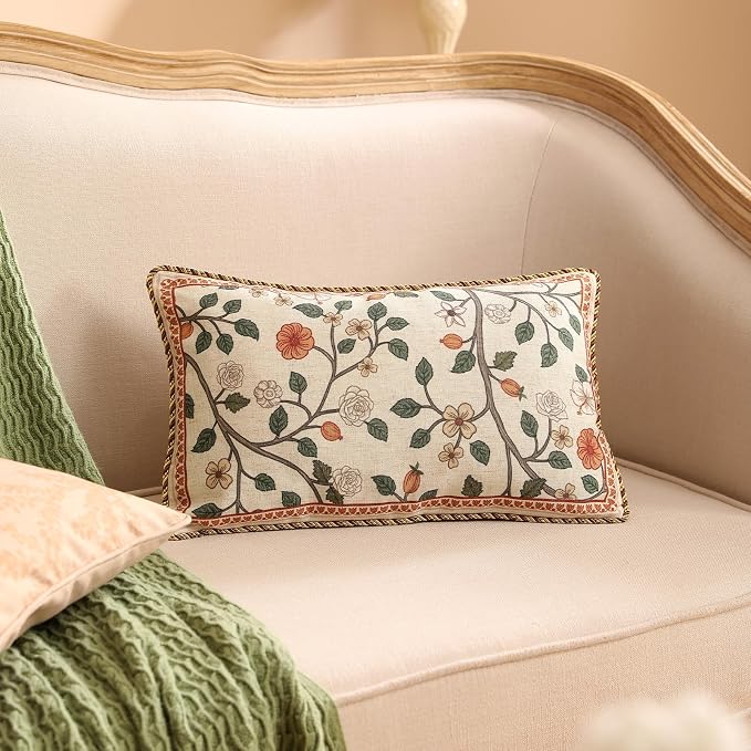 ISAENNE Design Linen Classic Throw Pillow Covers 12"x20" Pack of 2, French - Image 6