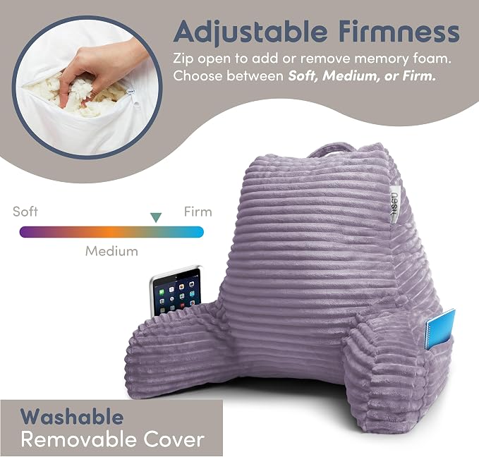 Nestl Reading Pillow with Shredded Memory Foam, Luxe Cut Plush Back Pillow - Image 4
