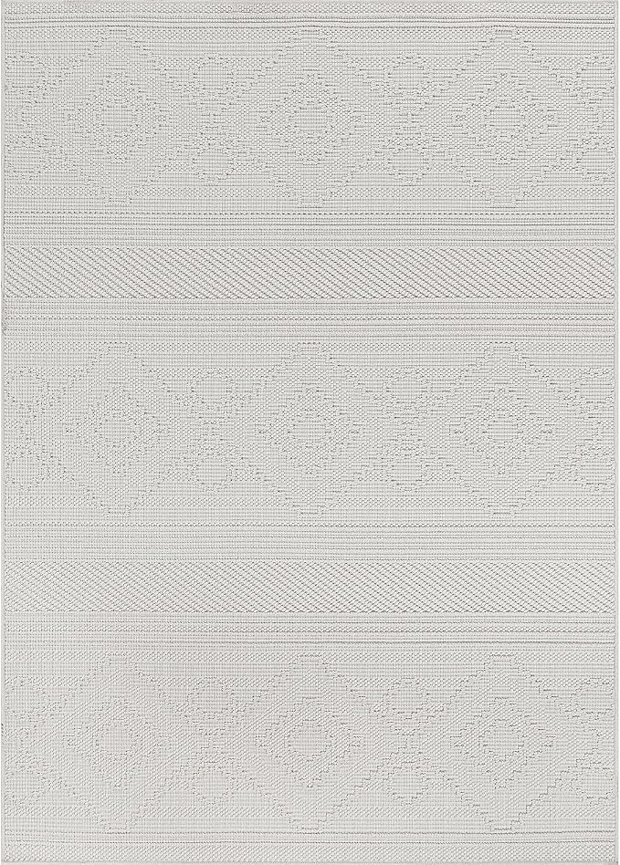 Beverly Rug Micro Loop Area Rug White 8x10 Modern Luxury Soft Boho Geometric - Image 3
