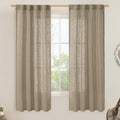 LAMIT Taupe Semi Sheer Window Linen Curtains 63 Inch Length, Light Filtering by LAMIT