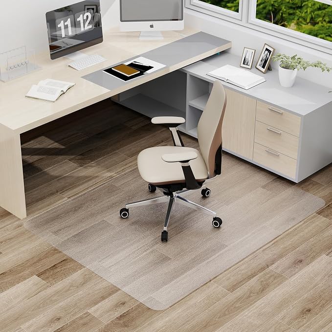 Clear Office Chair Mat, 2mm Thick Heavy-Duty Computer Floor Mat, Waterproof by FURKIT