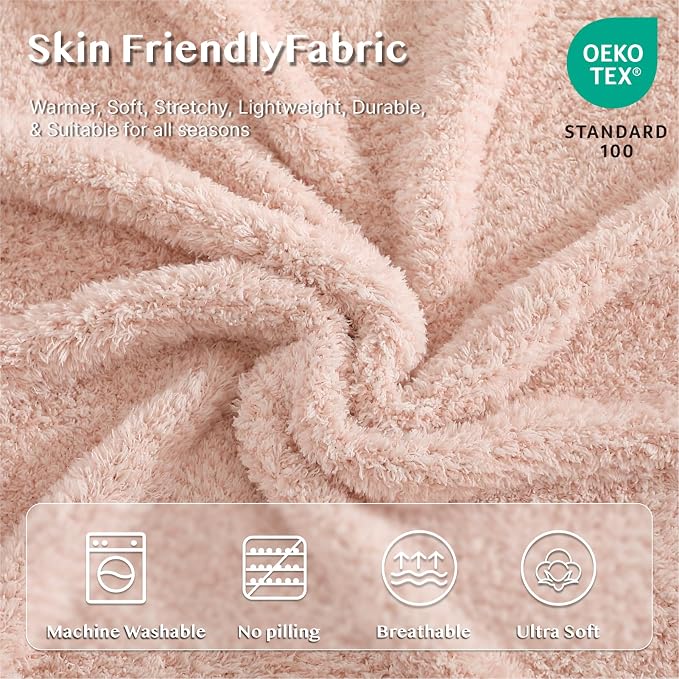WRENSONGE Throw Blanket Cationic Dyeing Pink Soft Cozy Fluffy Warm Hand Made - Image 5