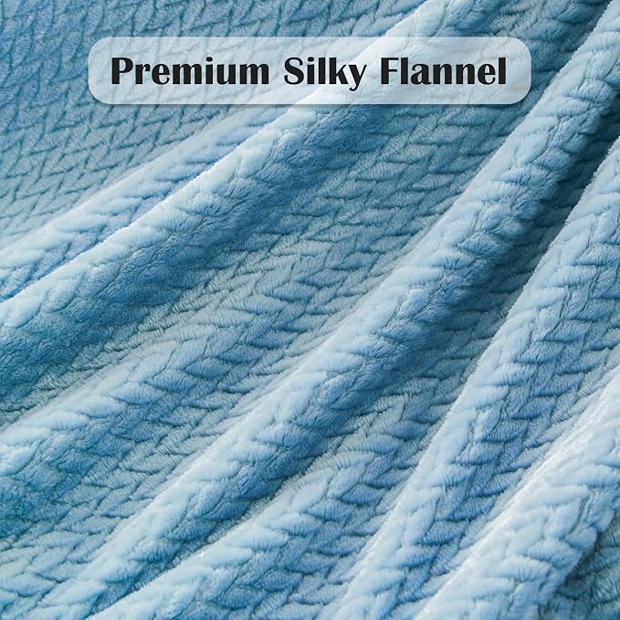NEWCOSPLAY Super Soft Throw Blanket Light Blue Premium Silky Flannel Fleece - Image 5