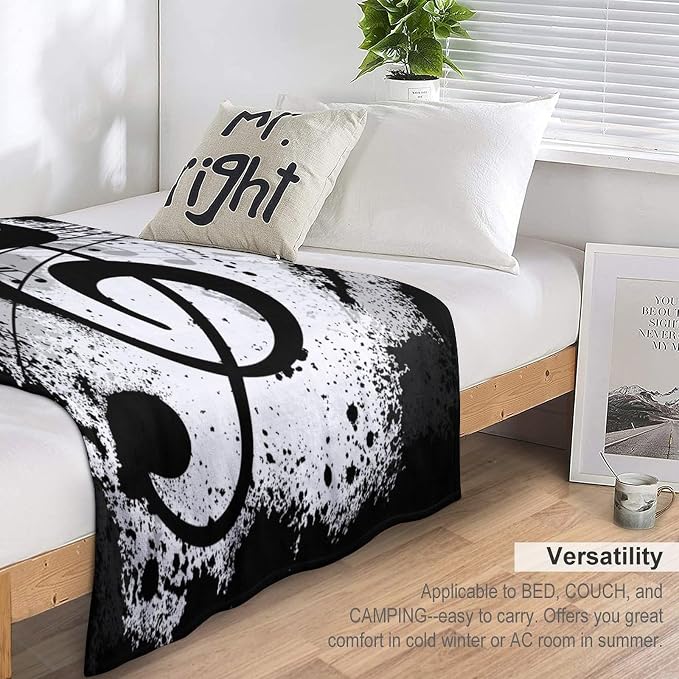 Music Blanket Black White Abstract Music Note Art Print Soft Cozy Lightweight - Image 3