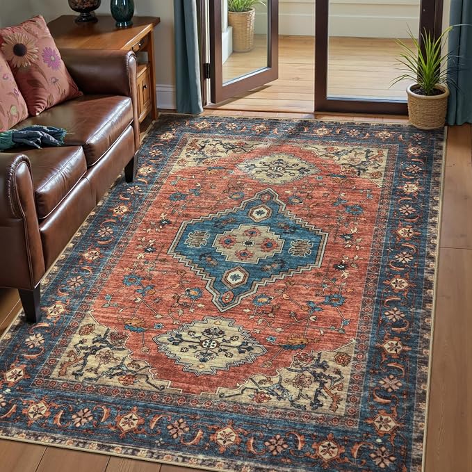 Tangsoo 3x5 Washable Rugs Oriental Area Rug, Vintage Non Slip Indoor Accent Rug by Tangsoo