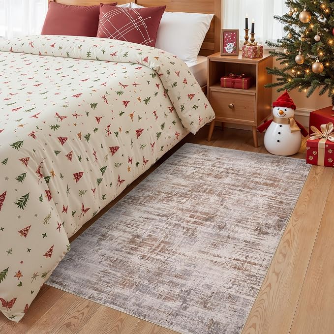 Area Rug for Living Room: 3x5 Washable Neutral Abstract Modern Soft Rugs Non by UERMEI