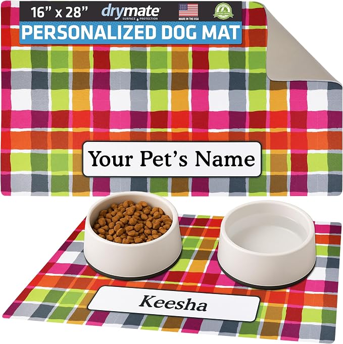 Drymate Personalized Pet Bowl Placemat, Custom Dog & Cat Food Feeding Mat by Drymate