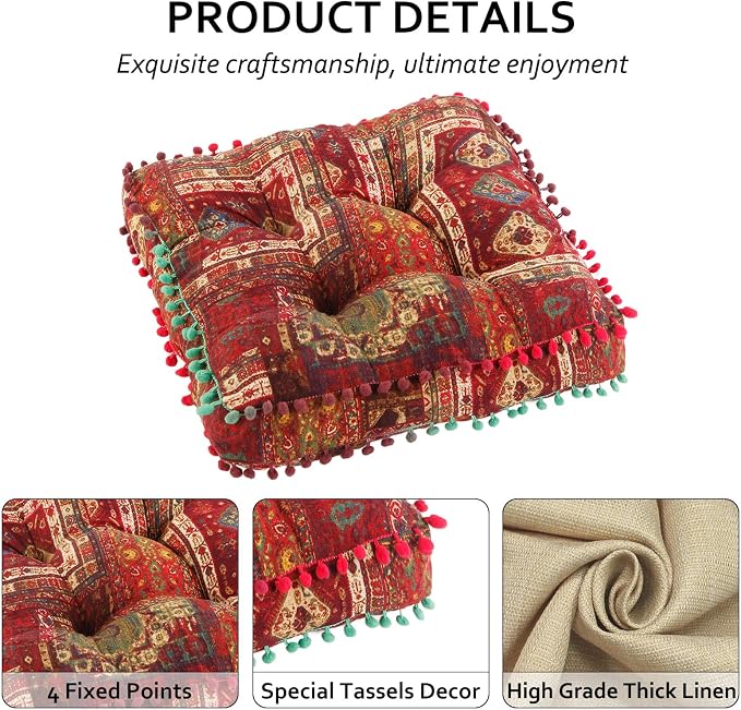 Bohemian Seat Cushion，Indoor & Outdoor 16.5" x 16.5" Seating Cushion - Image 3