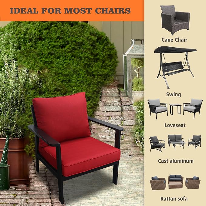 Goodgoods 24x28 inch Outdoor/Indoor Deep Seat Cushions Set of 2 Deep Seat - Image 4