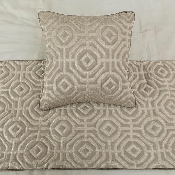 The HomeCentric King/Queen/Twin Beige Designer King 90"x18" Bed Runner - Image 5