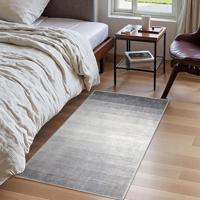 Wonnitar Modern Ombre Small 2x3 Entryway Rug, Washable Grey Front Door Mat - Image 2