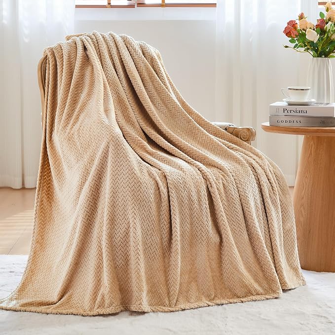 NEWCOSPLAY Super Soft King Blanket Brown Premium Silky Flannel Fleece Leaves - Image 7