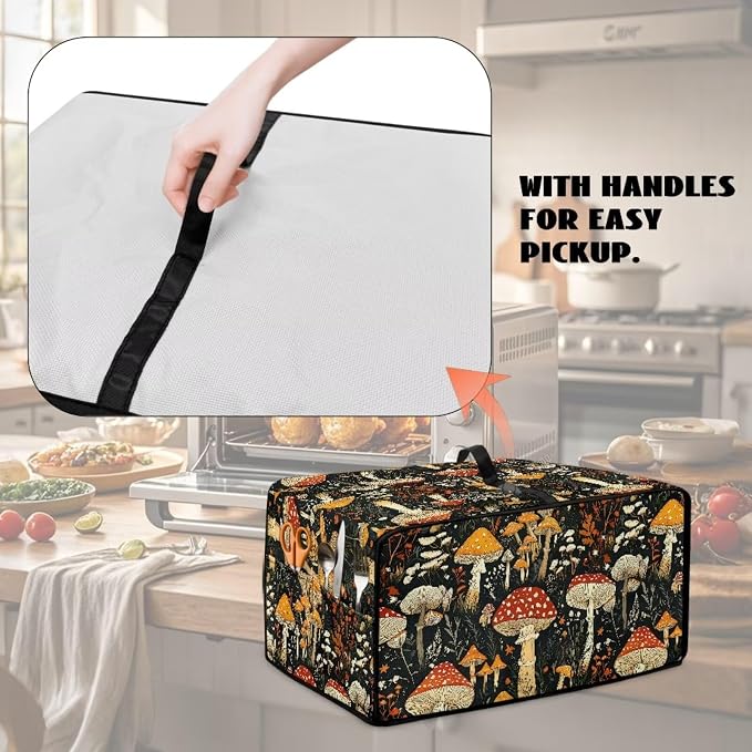 Dustproof Toaster Oven Cover Polyester-Linen Fabric Microwave Oven Dust Cover - Image 5