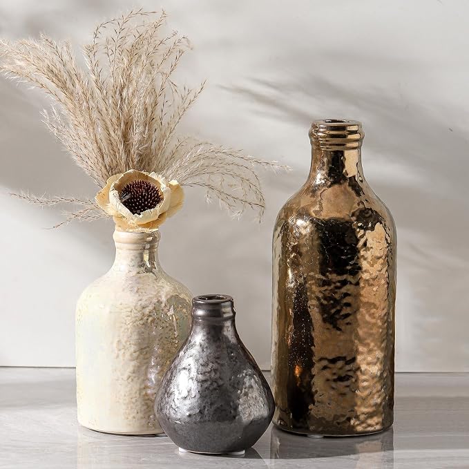 Ceramic Vase Set of 3 | Decorative Vases Home Decor | Flower Pampass Boho - Image 4