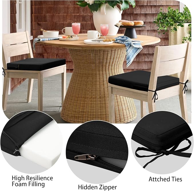 idee-home Outdoor Chair Cushions Set of 4, Dining Chair Pads - Image 3