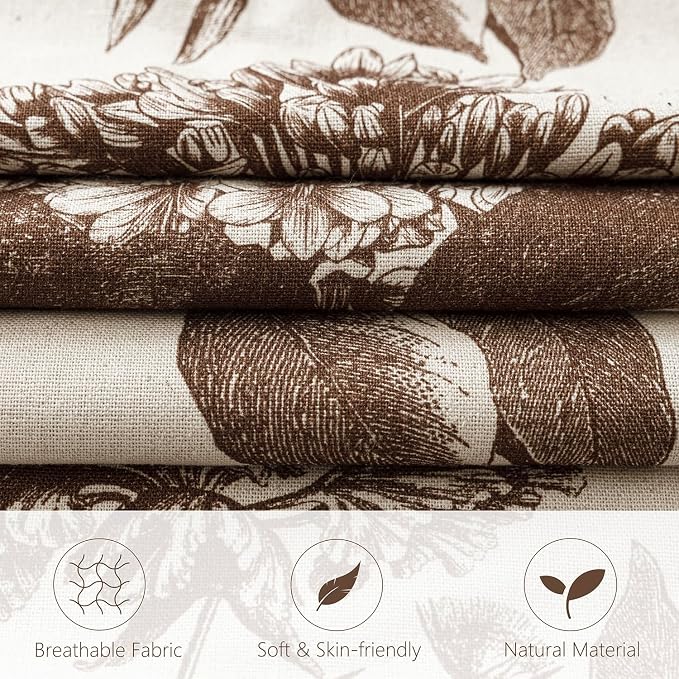 Foindtower Set of 2 Linen Floral Throw Pillow Covers Vintage Accent Print - Image 2