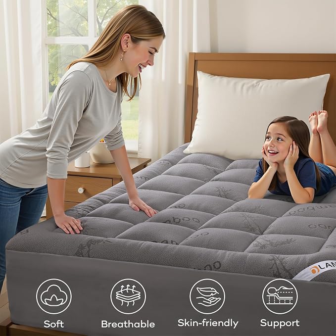 OLANLY Twin Mattress Topper – Viscose Made from Bamboo, Cooling Soft Twin - Image 8