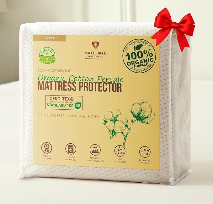 Deluxe Cooling Waterproof Organic Mattress Protector Twin by MATTSHIELDORIGINAL