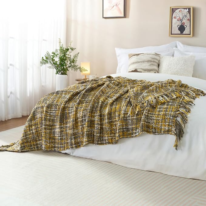 Multi-Color Gold Cable Knitted Throw Blanket - Image 5