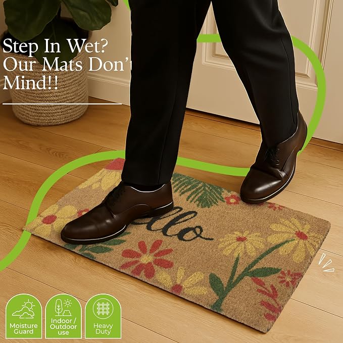 Coir Door Mats 17" X 30", Non-Slip Sturdy, PVC Backed Heavy Duty, Vibrance of - Image 3