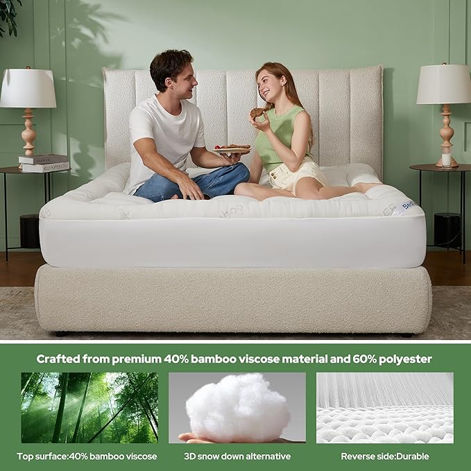 BEDLORE California King Mattress Topper Viscose Derived from Bamboo, Thick - Image 3