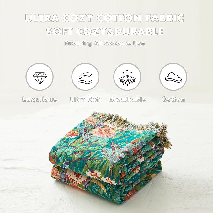 MSGKV Boho Throw Blanket 60"x80" Floral Blankets - Image 6