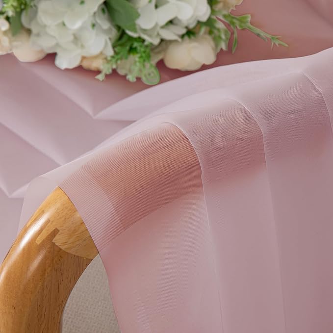 OVZME Blush Pink Sheer Curtains 96 Inches Long 2 Panels - Image 5