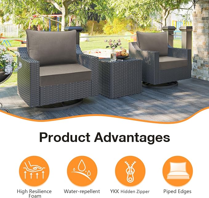 Sunbrella Outdoor Patio Chair Cushions Set, Water-Repellent, Fade Resistant - Image 3