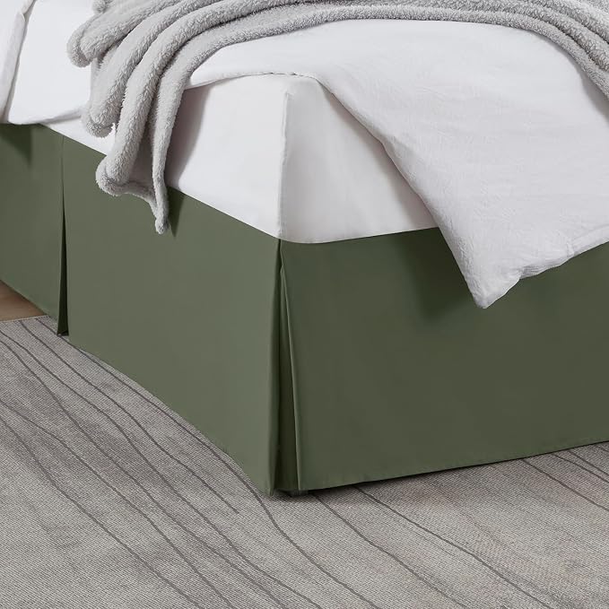 Nestl Olive Green Bed Skirt King Size by Nestl