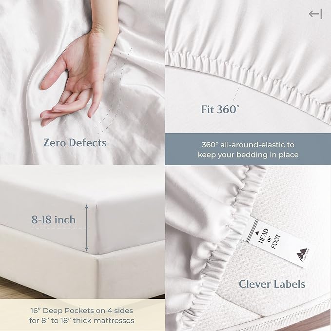 Mayfair Linen 100% Cotton Sheets King Size Bed Set - Image 6