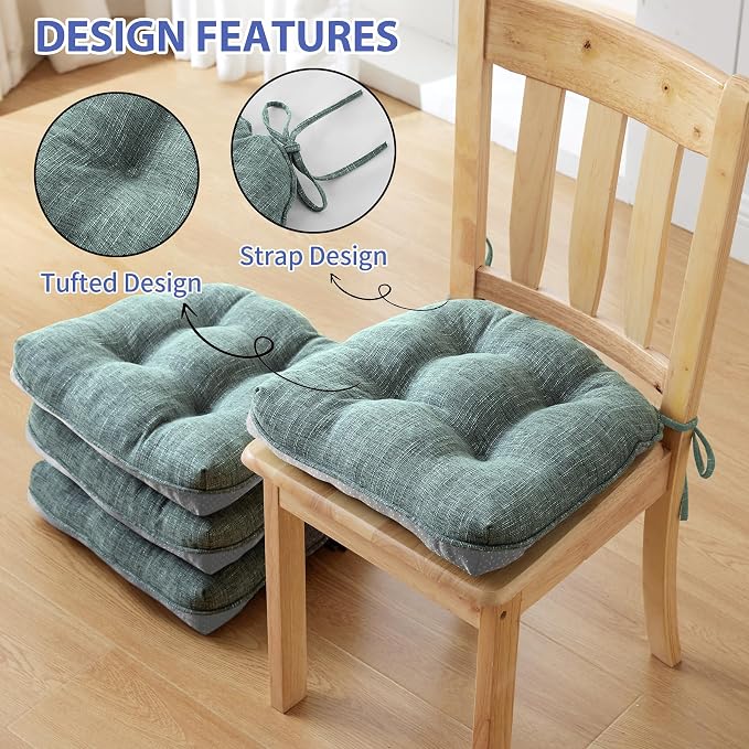 Chair Cushions for Dining Chairs Set of 4, Kitchen Chair Cushions, Chair Pads - Image 4