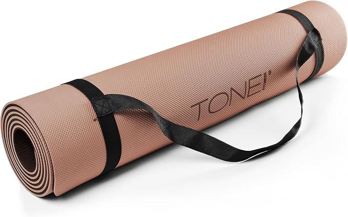 TONE Fitness Yoga Mat 1/4" Thick Non Slip Exercise & Pilates Mat - Image 2