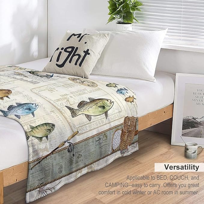 Fishing Blanket Fishing Gifts for Men Fish Throw Blanket Fishing Blanket for - Image 5