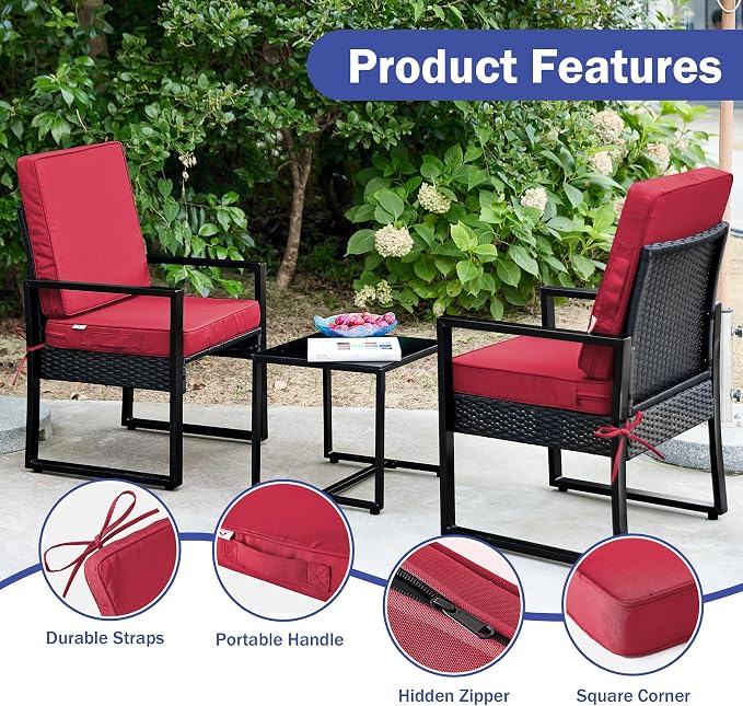 Outdoor Chair Cushions, Christmas Red Patio Chair Cushions 24x24x4 Inch - Image 6