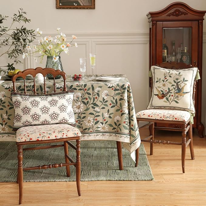 ISAENNE Design Lumbar Brown Floral Linen Throw Pillow Covers 12"x20" Pack of 2 - Image 6